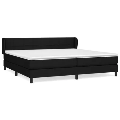 Image de Sommier à lattes de lit avec matelas Noir 200x200 cm Tissu