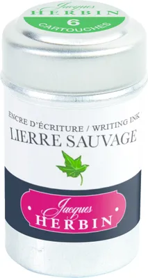 Produktbild von Jacques Herbin 6x 6 Tintenpatronen in einer Dose Standard-Format Efeugrün 20137T