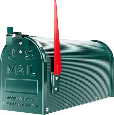 Produktbild von Wiltec US Mailbox grün 150 x 513 x 223 mm, amerikanischer Briefkasten mit Fahne, Wandbriefkasten oder Standbriefkasten Stahl amerikanisches Design