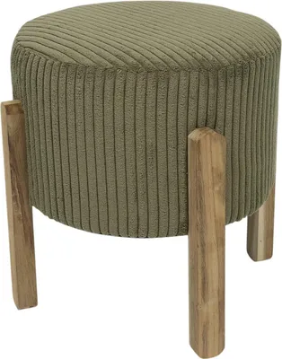 Obrázek produktu pro HowHomely | Čalouněný taburet - Stolička - 35 x 35 x 35 cm - Zelená - Sedák - Kulatý
