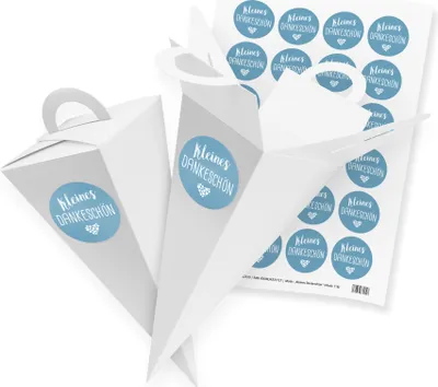 Produktbild von itenga SET V54 24x Geschenktüte Schultüte 21 cm, Weiß + Stickerbogen (Motiv 118)