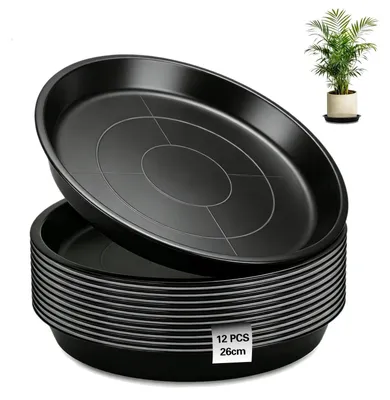 Productafbeelding van Onderzetters, rond, kunststof, 26 cm, 12 stuks, voor planten