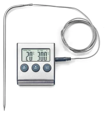 Digitales Thermometer mit Sonde, Edelstahl, 6x7x30 cm