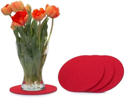 Obrázok produktu pre Červené plstené podložky pod poháre, 25 cm, balenie po 4 kusoch