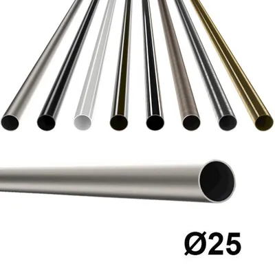 Immagine prodotto di MDEKOR Tubo in metallo per bastone per tende, 25 mm, cromato opaco, 160 cm