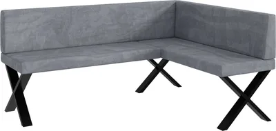 Produktbild von MEBLINI Eckbank für Esszimmer - Küchenbank - Essecke - Sitzecke Küche - TONI - X-Beine 128x168x87cm Rechts - Grau Samt