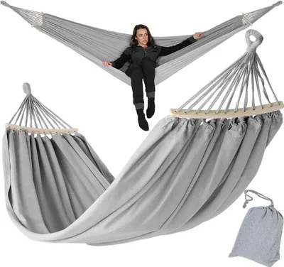 Produktbild von Zahradní houpací síť pro 2 osoby luxe xxl 250x150cm s tyčí a krytem šedá
