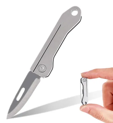 Productafbeelding van Mini vouwmes van roestvrij staal, sleutelhanger, geschikt voor kamperen, wandelen en outdoor activiteiten