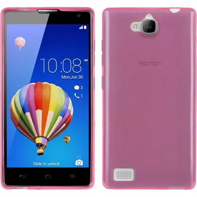 Produktbild von PhoneNatic Case kompatibel mit Huawei Honor 3C - rosa Silikon Hülle transparent + 2 Schutzfolien