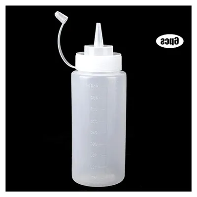 Produktbild von 6 Quetschflaschen mit Spitzenkappen, 473 ml Kunststoff-Spritzbehälter, Nachfüllbare Saucenflasche für Sirup, Ketchup, Saucen, Dressing, Öl, Honig