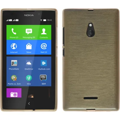 Produktbild von PhoneNatic Case kompatibel mit  Nokia XL - gold Silikon Hülle brushed + 2 Schutzfolien