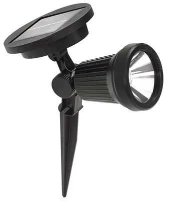 Produktbild von Dehner Solar-Spot Viseu, Lichtfarbe kaltweiß, ca. 26.5 x 11 x 11 cm, Eisen / Kunststoff / Aluminium, schwarz