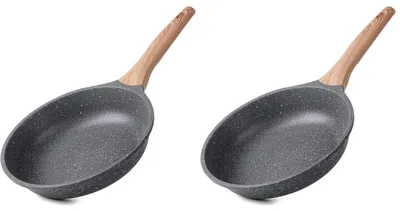 Immagine prodotto di Padella antiaderente rivestita in granito, 28 cm, adatta per fornelli a gas e a induzione, set da 2 pezzi