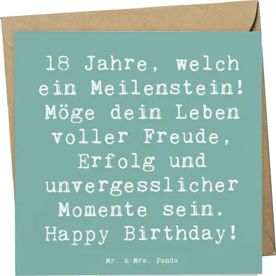 Produktbild von Mr. & Mrs. Panda doppelkarte Spruch 18. Geburtstag Meilenstein - Meeresbrise - Geschenk, Freude, neue Möglichkeiten, Happy Birthday, Alter, faltkarte, Glückwunschkarte