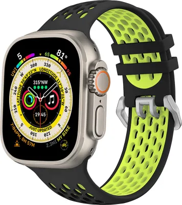 Produktbild von Sportliches Armband für Apple Watch Cubenest schwarz und gelb für die Größen 42/44/45/Ultra 49 mm