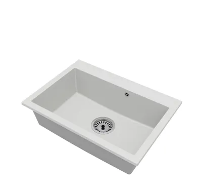 Produktbild von Granitspüle Einbecken – Elite 70 Weiß mit Siphon in Chrom