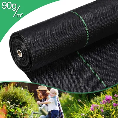 Produktbild von Unkrautvlies Gartenvlies 3m x 10m, 90g/m², Pflanzenschutz, wasserdurchlässig, UV-beständig, Schutz vor Wurzeln und Würmern, Unkrautfolie, Schwarz