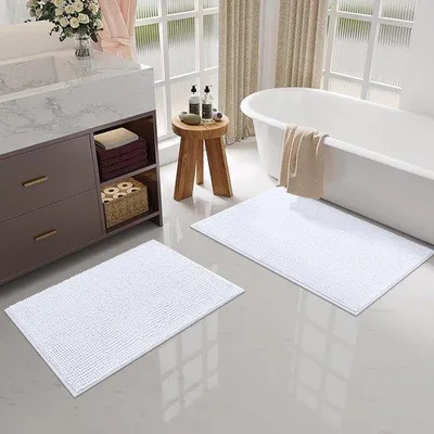 Produktbild von Famanu Badmatte antislip, weich, saugfähig, waschbar, 40 x 60 cm, weiß