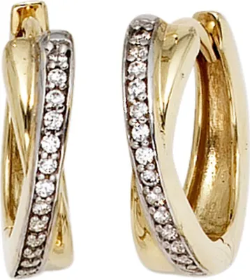 Produktbild von 15,3mm Creolen Klappcreole Ohrringe Zirkonia Ringe 333 Gold Gelbgold