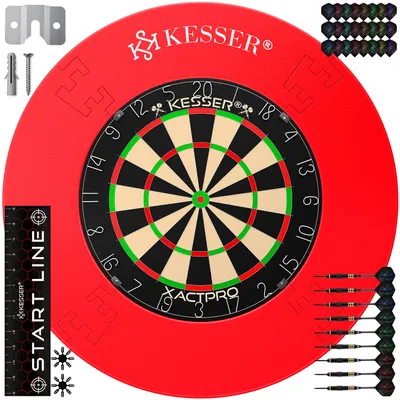 Produktbild von KESSER® Dartscheibe Sisal mit 9 Dartpfeile Professional Dartboard + 21 Pro Flights + Zubehör Steeldart Offizielles Dartscheibe 9 Pfeilen Metallspitze Profi Steeldartscheibe - Dartboard inkl. Montageset