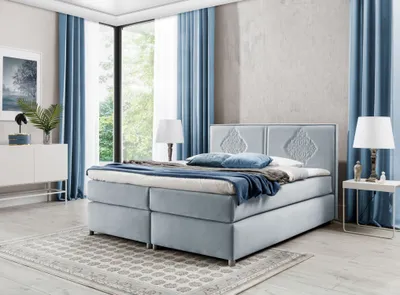 Produktbild von Boxspringbett AUGUSTA – 120x200, Hellgrau + GRATIS Topper