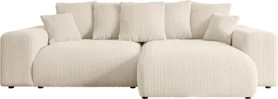 Produktbild von Ecksofa mit Schlaffunktion und Bettkasten ESKAR-L -266x176x72 cm Beige- Corner Sofa Bett Eckcouch Couch L-Form Schlafcouch Ausziehbar Wohnlandschaft Schlafsofa Cauchsofa