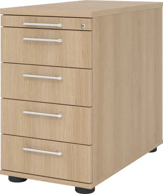 Produktbild von bümö office Standcontainer - mit 4 Schubladen - Griff: Relinggriff (Kunststoff), Nachbildung: Eiche