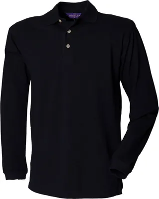 Obrázok produktu pre Henbury - Pánske polo tričko s dlhým rukávom PC5892 (L) (čierne)