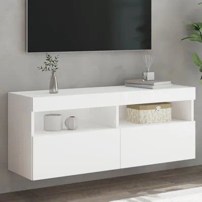 Zdjęcie produktu dla Maison Exclusive – szafka pod telewizor z oświetleniem LED, biała, 100 x 30 x 40 cm