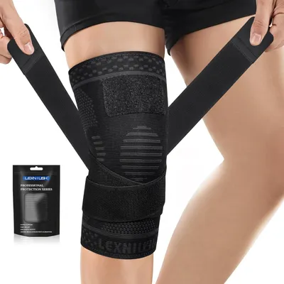 Produktbild von Verstellbare Kniebandage, Kompression Knieschutz, Schwarz L, bei Knieschmerzen, Arthritis, Sport