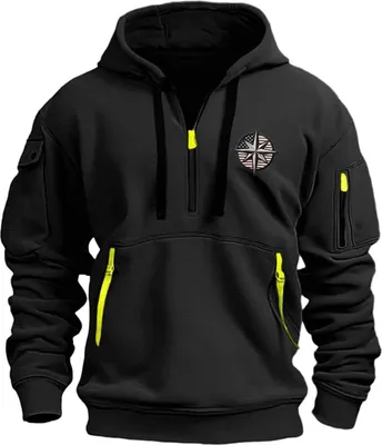 Produktbild von ASKSA Herren Hoodie Basic Jogging Sport Hoodie Kordelzug Mit Taschen Slim Fit Reissverschluss Gym Pullover,B Schwarz,4XL