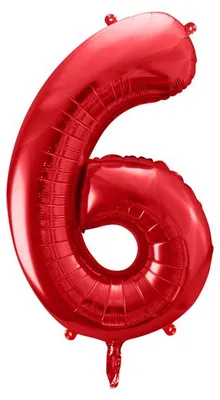 Immagine prodotto di Palloncino in foil Numero 6 rosso, 86 cm