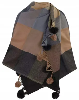 Produktbild von Agrafka Schal 13562-0 Kariert Warm Mit Bommeln