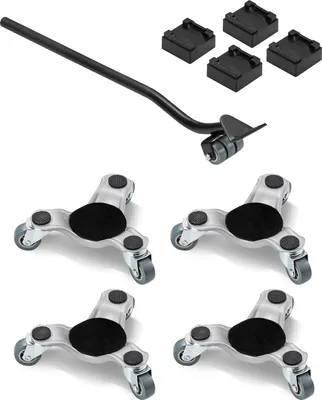 Immagine prodotto di VEVOR set di 4 ruote per mobili 158x158x65mm capacità di carico 200kg in acciaio con ruote triangolari girevoli elettrodomestici divano frigorifero ruote per trasporto