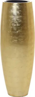 Image de Vase de sol VIVANNO en fibre de verre MAGNUM rond, aspect feuille d'or brillant - 37 x 100 cm