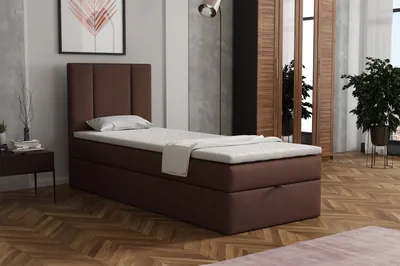 Produktbild von MR GROUP Boxspringbett Alta 100 x 200 cm Kinderbett, Jugendbett, Einzelbetten, Bett mit Stauraum, Polsterbett Matratze Topper H3 Schlafzimmer, braun