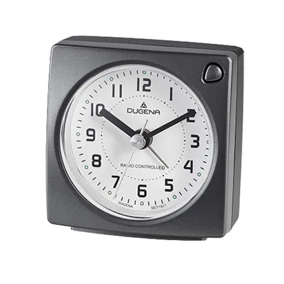 A Dugena alarm clock on a white background.