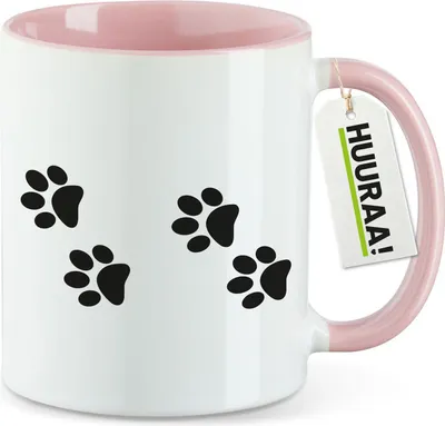 Produktbild von Huuraa Kaffeetasse Fußtapsen Tapsen 330ml Rosa Keramik Kaffeebecher Geschenkidee