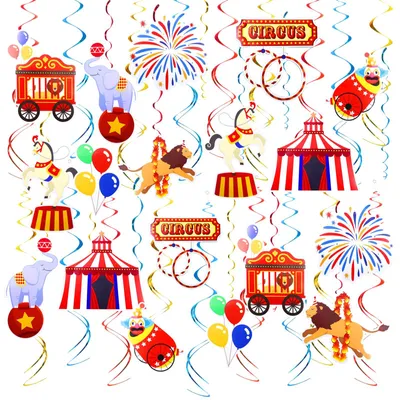 Circus-Dekoration 48-tlg. Hängespiralen Luftschlangen