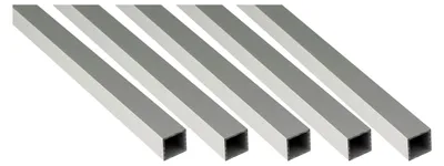 Produktbild von Vierkantrohr | Aluminium, silberfarbig eloxiert | 1000 x 15 x 15 mm | 5er Set