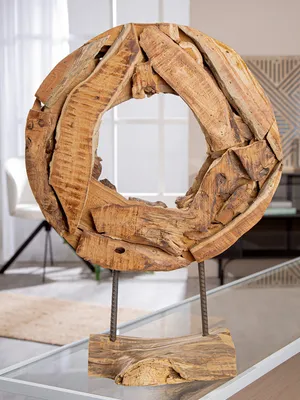 Productafbeelding van Gilde Standrelief, rund,  Manila , Holz, naturfarben, VE 2, L. 12 cm, B. 33 cm, H. 46 cm Höhe: 46.00 cm Breite: 33.00 cm Tiefe: 12.00cm  59066