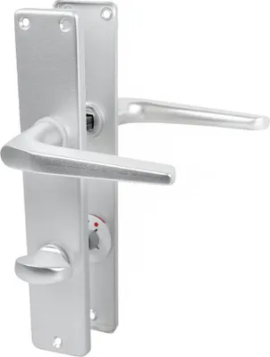 Produktbild von Langschildgarnitur Europa F1 Aluminium Türdrücker Türbeschlag Türklinke Beschlag WC DIN Norm