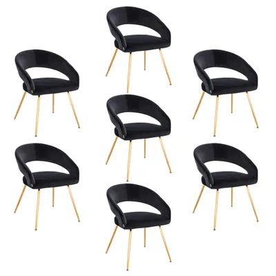 Produktbild von HOME DELUXE - Polsterstuhl LYRIC - 7 Stück, Farbe: Samt Schwarz - weiche Polsterung, bis 120 kg belastbar I Küchenstuhl Speisestühle Esszimmerstühle