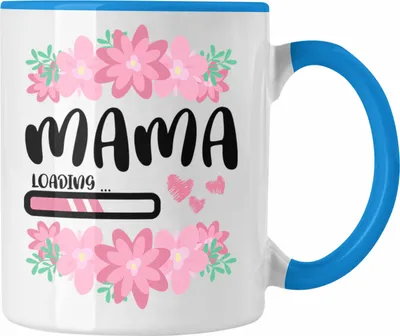 Produktbild von Trendation - Mama Loading Tasse Rosa Geschenk Schwangerschaft Baby Kaffeetasse Schwangerschaftsankündigung (Blau)