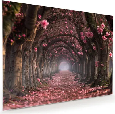Produktbild von Glasbild 120x90cm in XXL für Wohnzimmer, Schlafzimmer Motiv Blütenweg