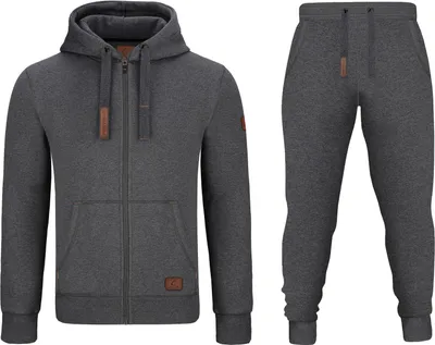 Produktbild von GYMAMBA Jogginganzug Patches Herren 2-teilig mit Kapuze dunkelgrau