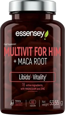 Produktbild von ESSENSEY - Multivitamin Hochdosiert I Untersttzt das Immunsystem I 90 Kapseln I 18 aktive Bestandteile I MACA 100mg I Magnesium, Zink, L-Arginin, Taurin und D-Asparaginsure I Labor