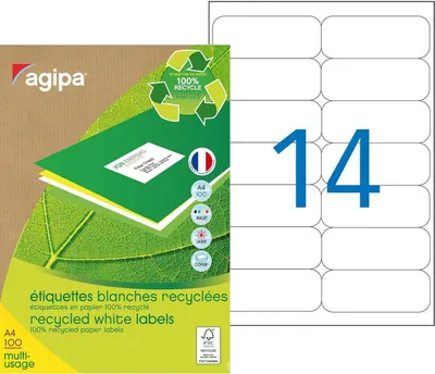 Produktbild von agipa Recycling Vielzweck-Etiketten 99,1 x 38,1 mm weiß 1.400 Etiketten