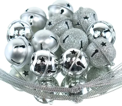 Produktbild von Kaemingk Weihnachtsdeko Glocken Silberfarben 3 Oberflächen Ø 3 cm Metall - 12er Set