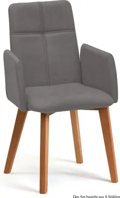 Produktbild von Armlehnstuhl (8er-Set) Dardana 52x92x60 Eiche geölt/Grau